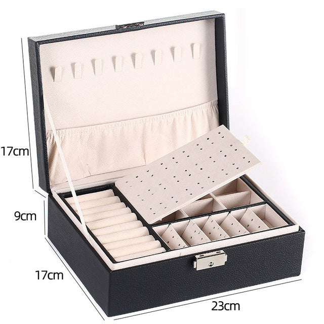 New Double-Layer Velvet Jewelry Box