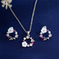 Fashion Rose Gold Crystal Pendant Necklace Earrings Rings Set