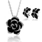 Fashion Rose Flower Enamel Jewelry Set Rose Gold