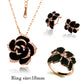 Fashion Rose Flower Enamel Jewelry Set Rose Gold